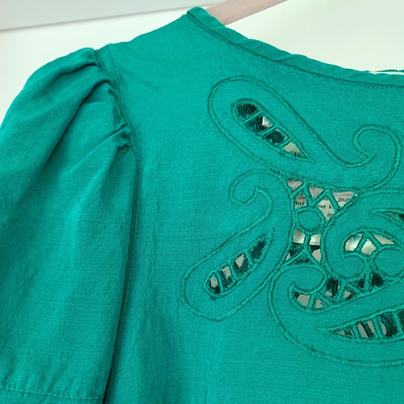 Emerald green vintage Joane Char silk dress - Picture 7 of 9